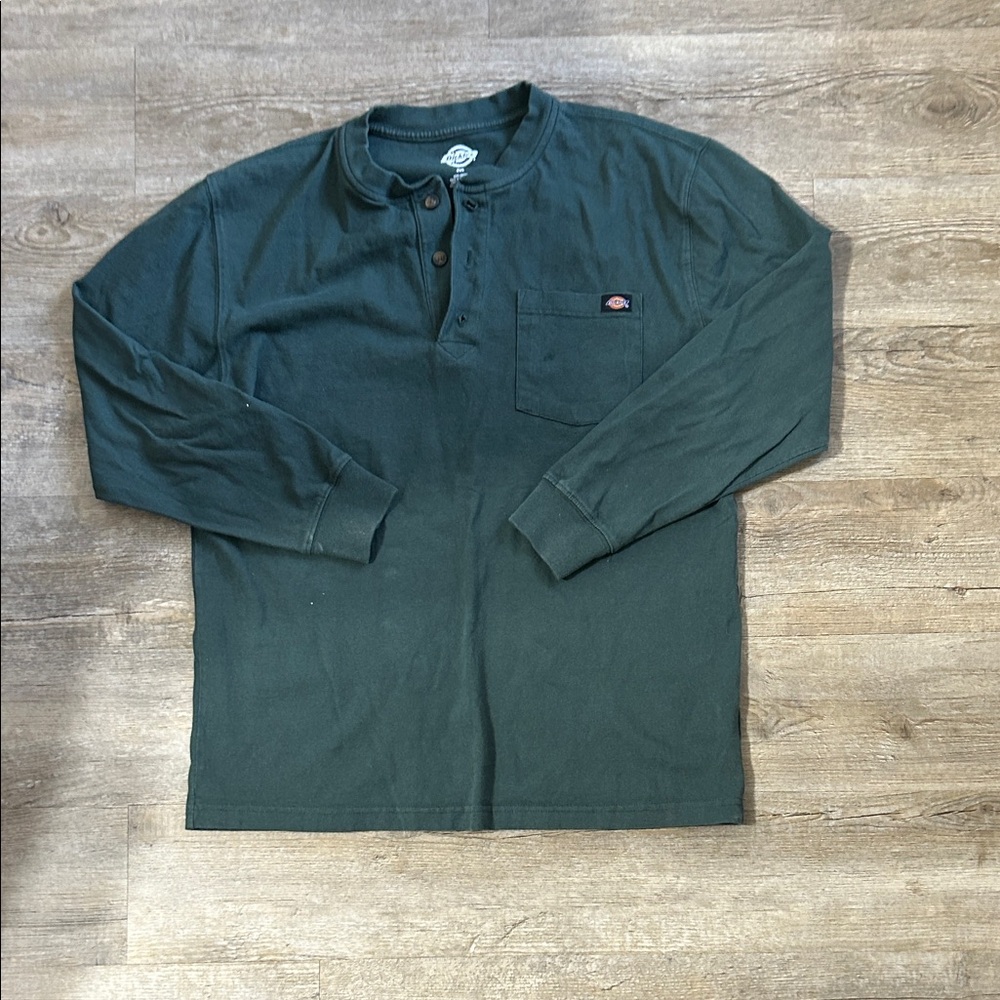 Men's Dickies Green Henley Shirt